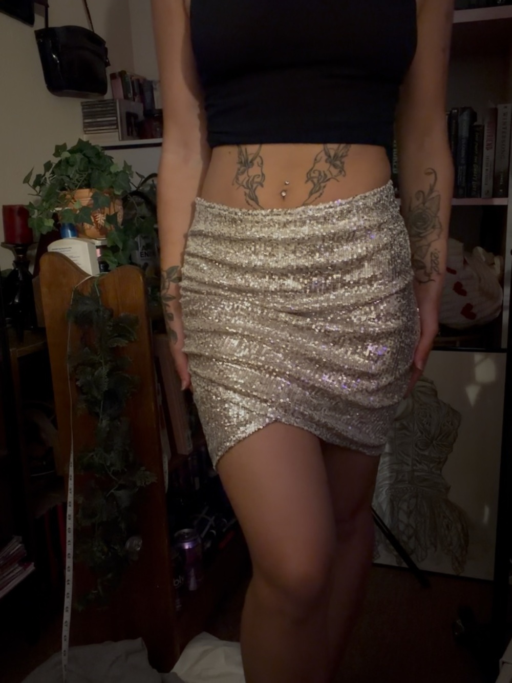 Silver sequin mini skirt